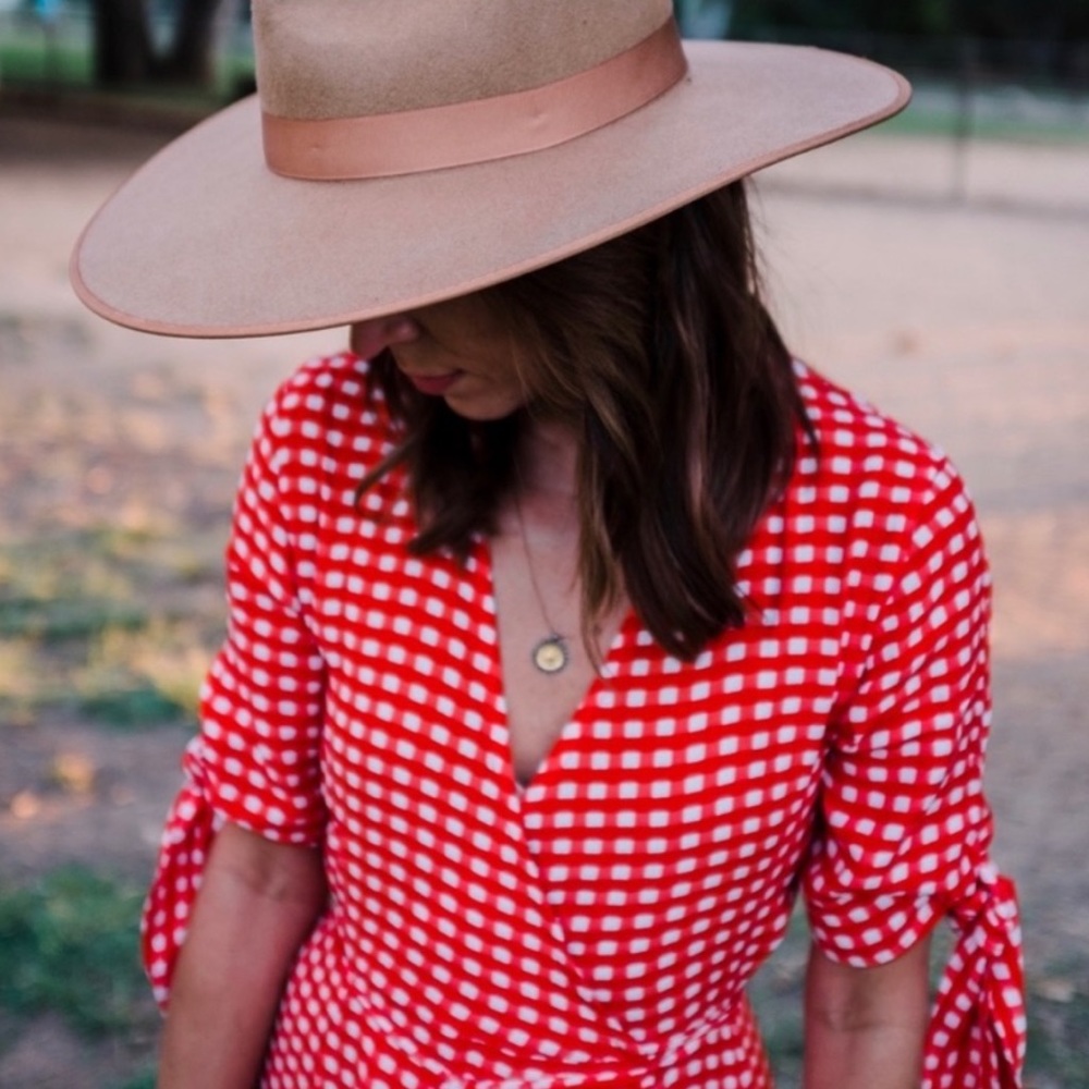 Faithfull the Brand Melodie Red Gingham Midi Wrap Dress
